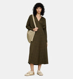 Japanese Dress with Checked Sleeves - Green Check - Image 1