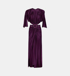 Asymmetric Midi Dress with Gathered Details - Magenta Purple - Image 2