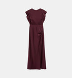 Slit Satin Maxi Dress - Burgundy - Image 2