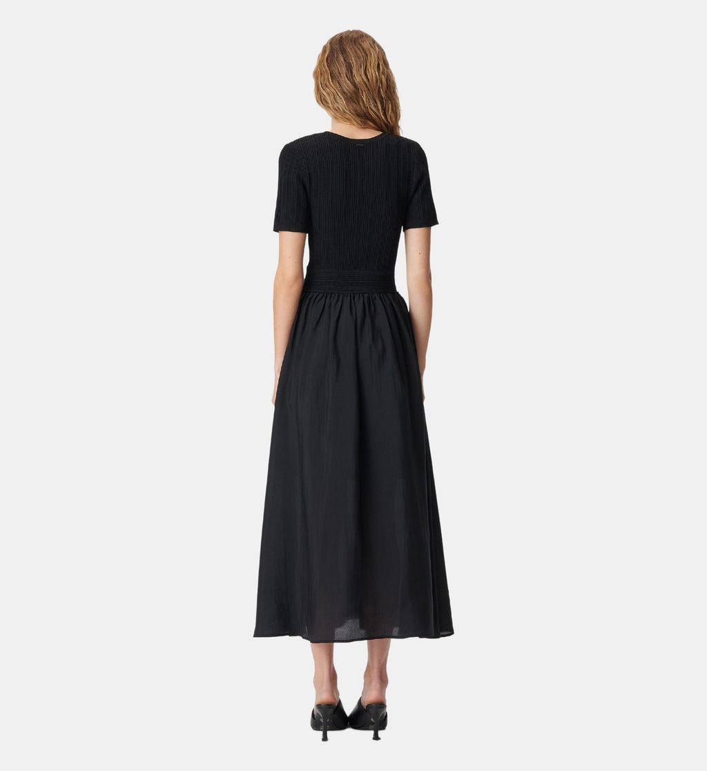 Mixed-Material Maxi Dress - Black - Image 2