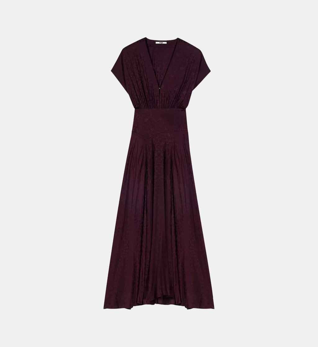 Printed Jacquard Maxi Dress - Burgundy - Image 2