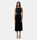 Fluid Pleated Satin Dress - Black - Image 1