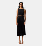 Fluid Pleated Satin Dress - Black - Image 1
