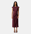 Slit Satin Maxi Dress - Burgundy - Image 1