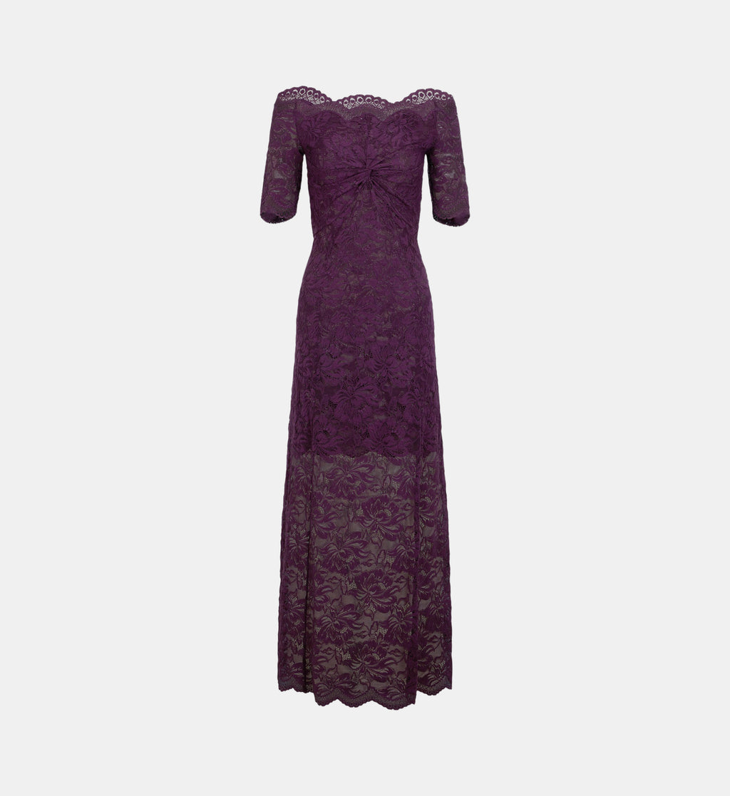 Layered Lace Midi Dress - Magenta Purple - Image 2