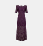 Layered Lace Midi Dress - Magenta Purple - Image 2