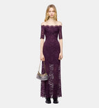 Layered Lace Midi Dress - Magenta Purple - Image 1