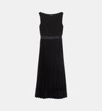 Fluid Pleated Satin Dress - Black - Image 2