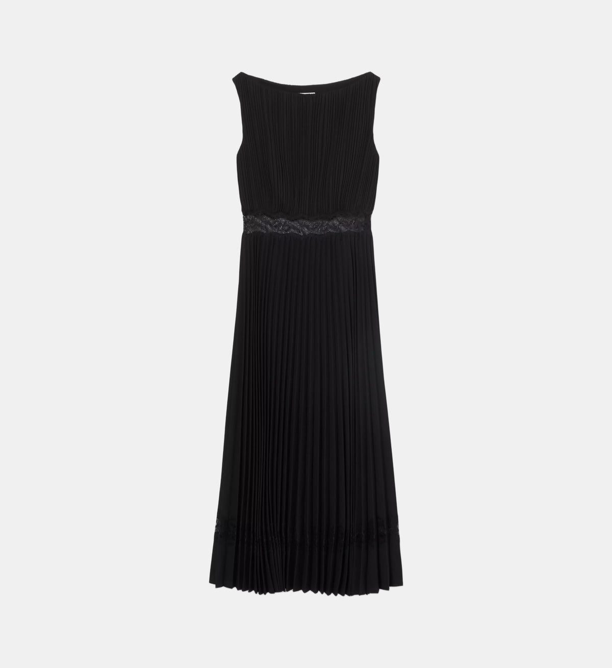 Fluid Pleated Satin Dress - Black - Image 2