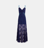 Trompe-l'Oeil Lace Maxi Dress - Navy Blue - Image 2