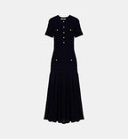 Pointelle Knit Maxi Dress - Navy - Image 2