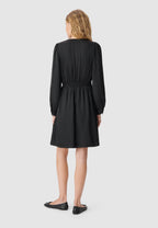 Short Satin Dress with Small Buttons - Black - Image 2