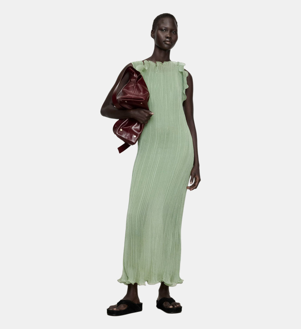 Crinkled-Fabric Maxi Dress - Green - Image 1