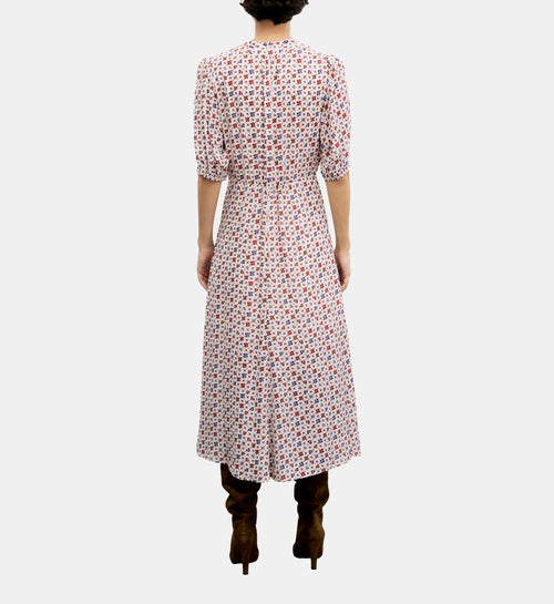 AUREMA Printed Fitted Midi Dress - Ecru - Image 2