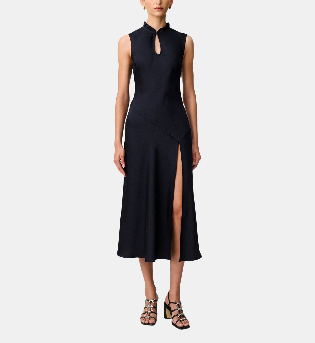 Fluid Midi Dress - Navy - Image 1