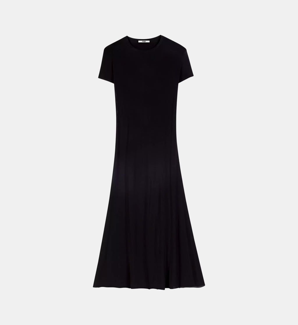 Maxi Dress with Draped Cowl Back - Black - Image 2
