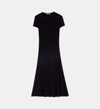 Maxi Dress with Draped Cowl Back - Black - Image 2
