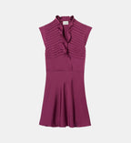 Satin Dress with Ruffled Collar - Hydrangea - Image 2