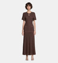 Rhinestone Knit Maxi Dress - Brown - Image 1