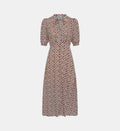 AUREMA Printed Fitted Midi Dress - Ecru - Image 1