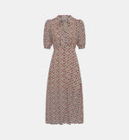 AUREMA Printed Fitted Midi Dress - Ecru - Image 1
