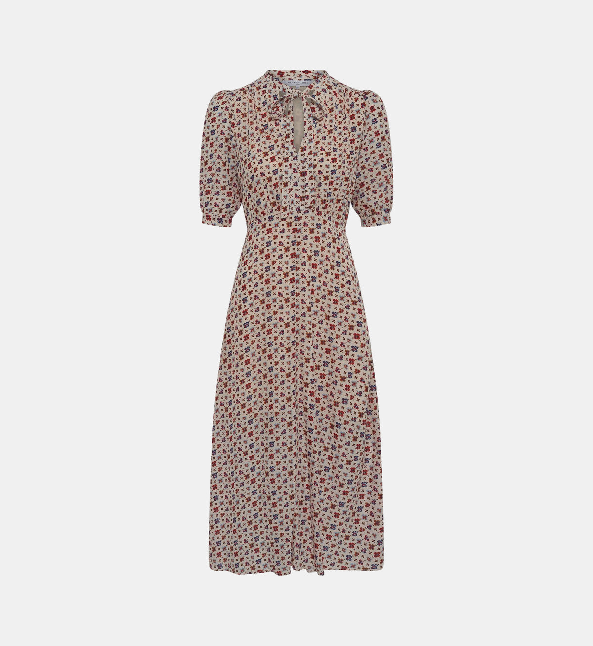 AUREMA Printed Fitted Midi Dress - Ecru - Image 1