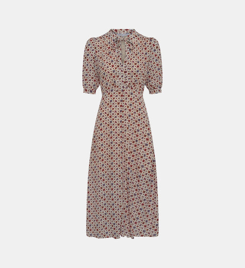 AUREMA Printed Fitted Midi Dress - Ecru - Image 1