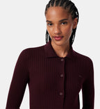 Merino Wool 3D Knit Polo-Neck Dress - Brown - Image 2