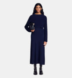 Two-in-One Long Knit Dress - Navy - Image 1