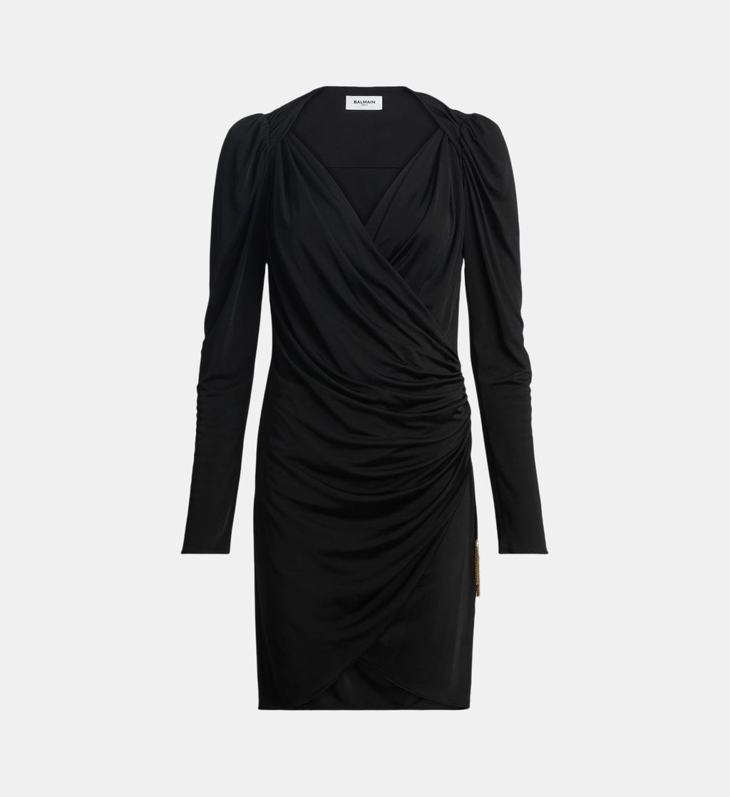Draped Fluid Jersey Dress - Black - Image 2