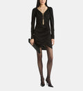 Draped Fluid Jersey Dress - Black - Image 1