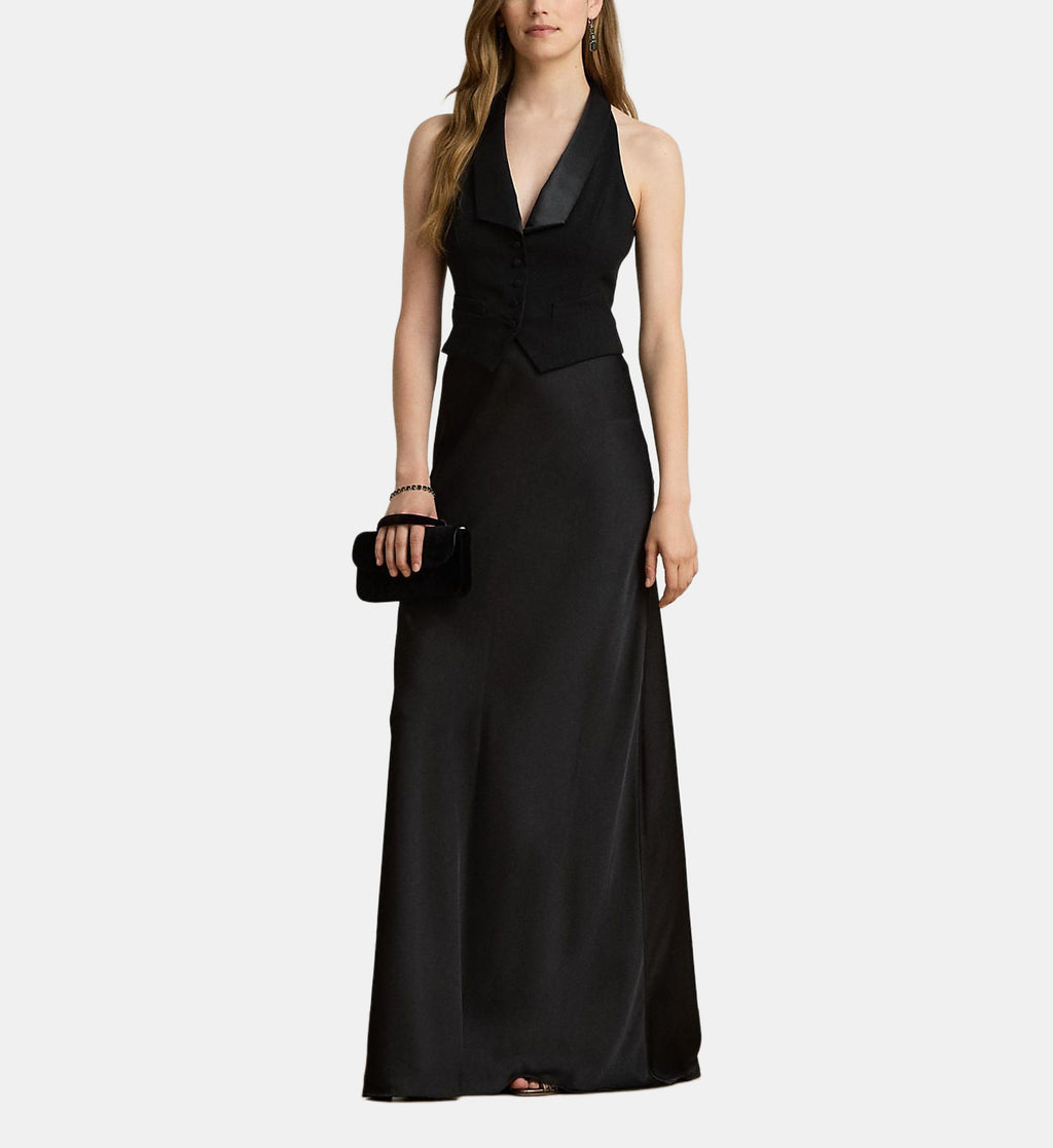 Fitted Evening Maxi Dress - Black - Image 1