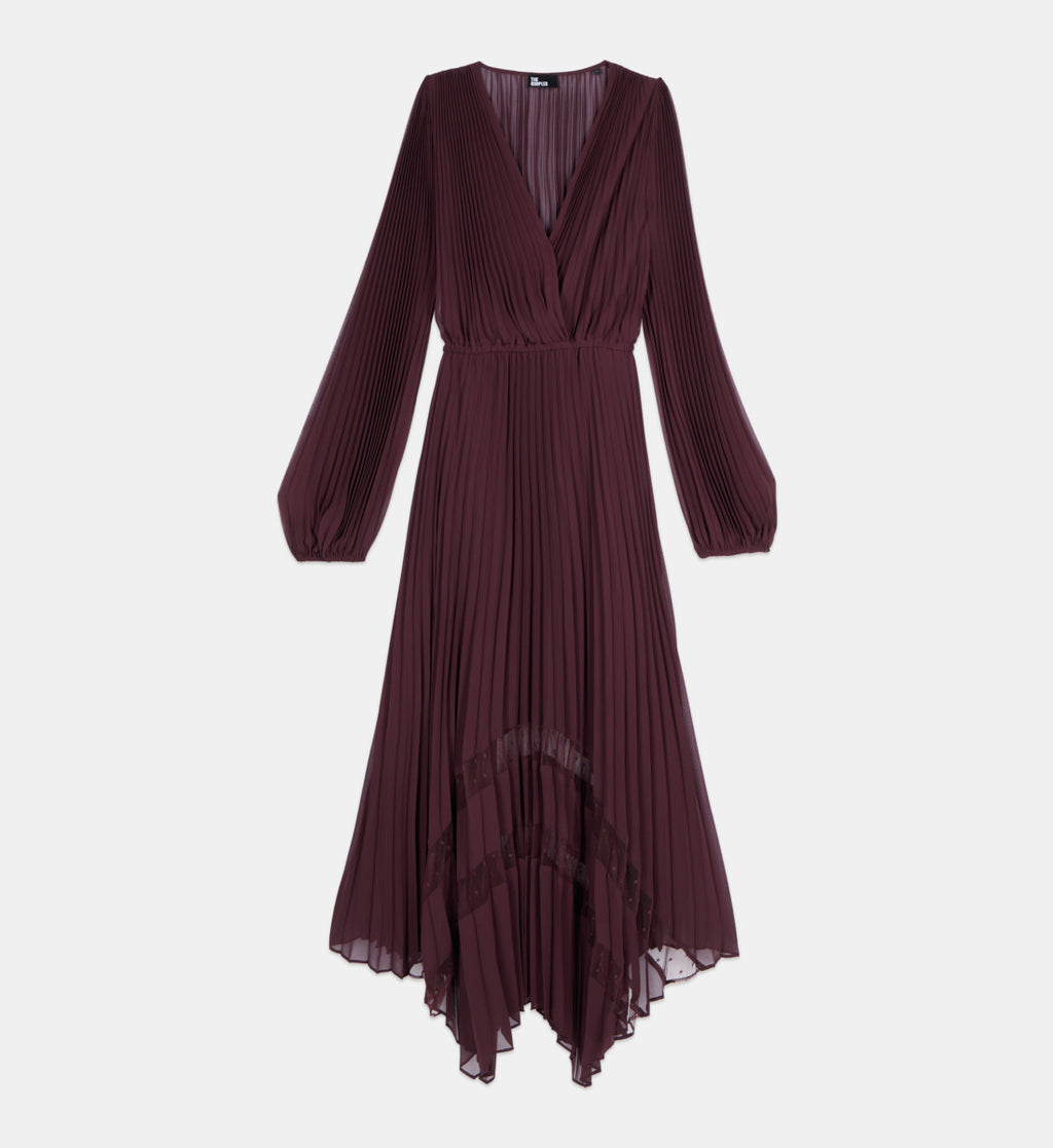Pleated Maxi Dress - Burgundy - Image 2