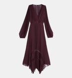Pleated Maxi Dress - Burgundy - Image 2