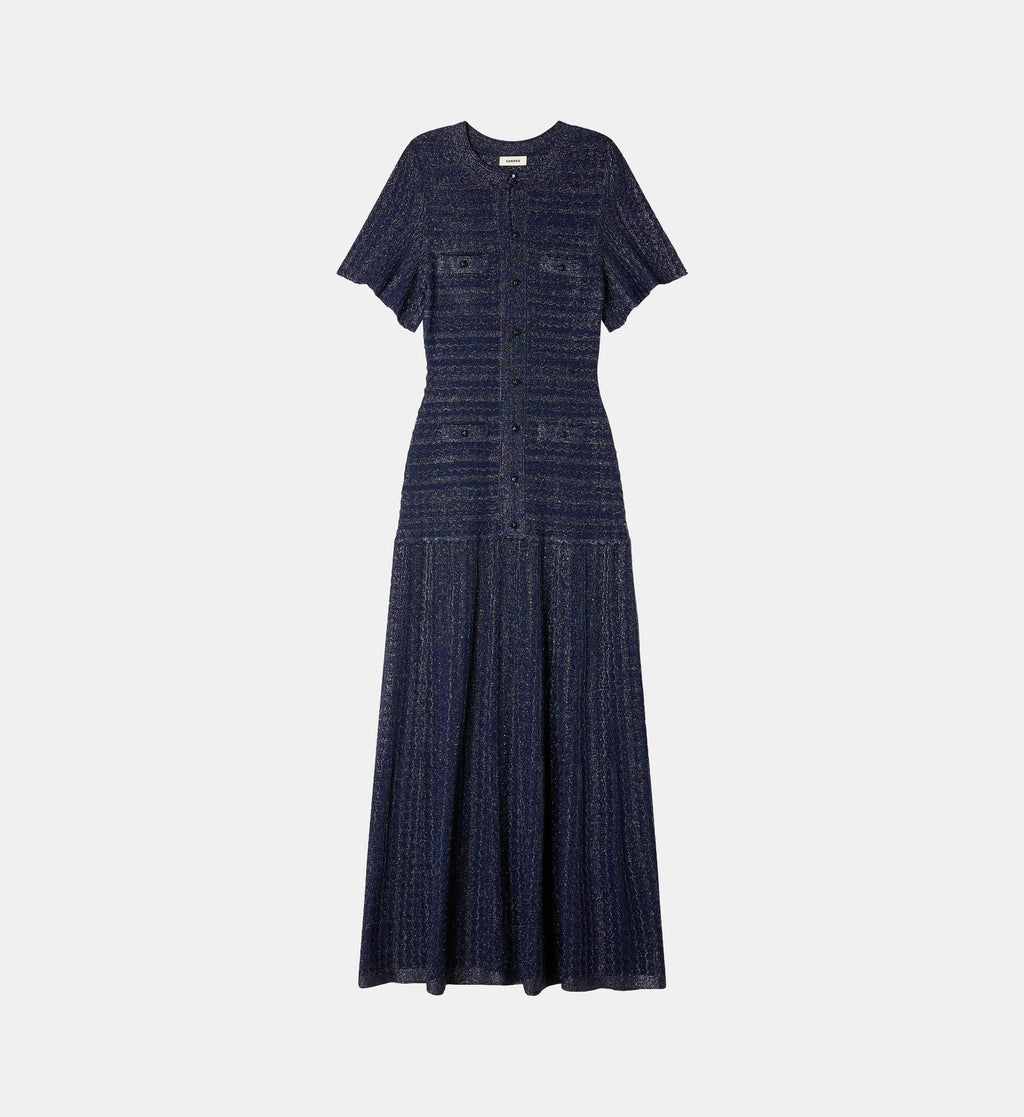 Rhinestone Knit Maxi Dress - Navy - Image 2