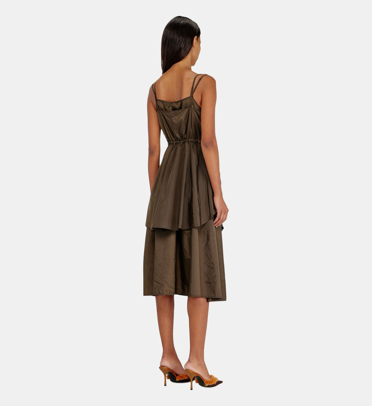 Lightweight Nylon Dress with Layered Effect - Brown - Image 2
