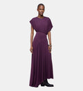 Asymmetric Maxi Dress with Gathered Details - Magenta Purple - Image 1