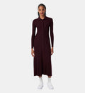 Merino Wool 3D Knit Polo-Neck Dress - Brown - Image 1