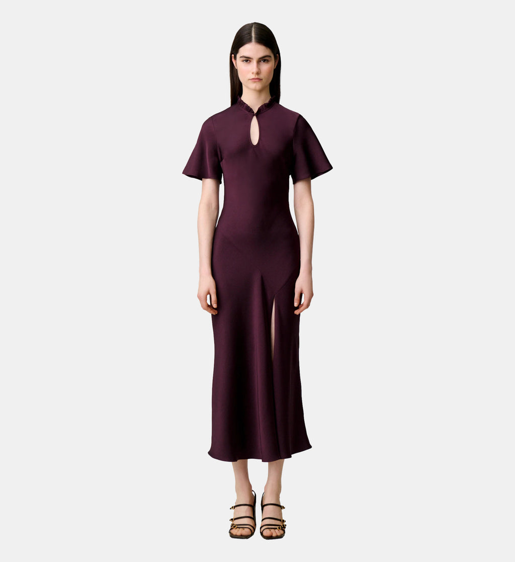 Fluid Victorian-Collar Dress - Dark dahlia - Image 1