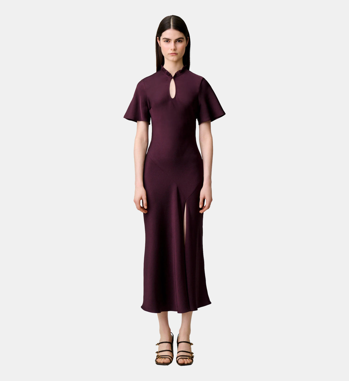 Fluid Victorian-Collar Dress - Dark dahlia - Image 1