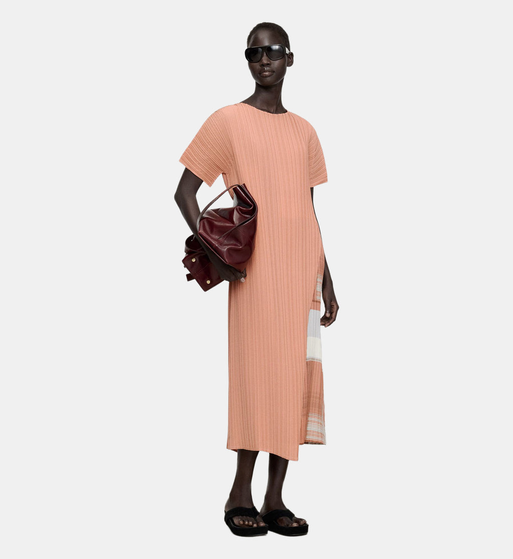 Asymmetric Printed Crinkle Dress - Multicolor - Image 1