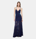 Trompe-l'Oeil Lace Maxi Dress - Navy Blue - Image 1