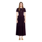 Long Knit Peplum Dress - Burgundy - Image 1