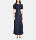 Rhinestone Knit Maxi Dress - Navy - Image 1
