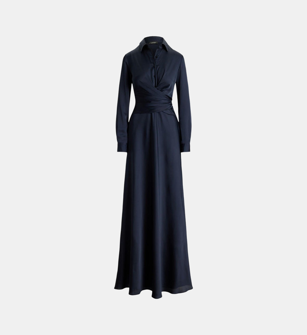 Pleated Buttoned Maxi Dress - Dark Blue - Image 2