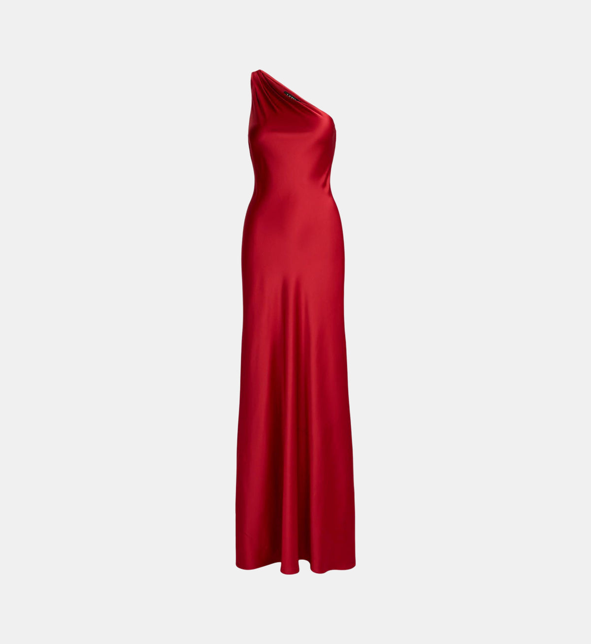 Asymmetric Satin Charmeuse Dress - Red - Image 2