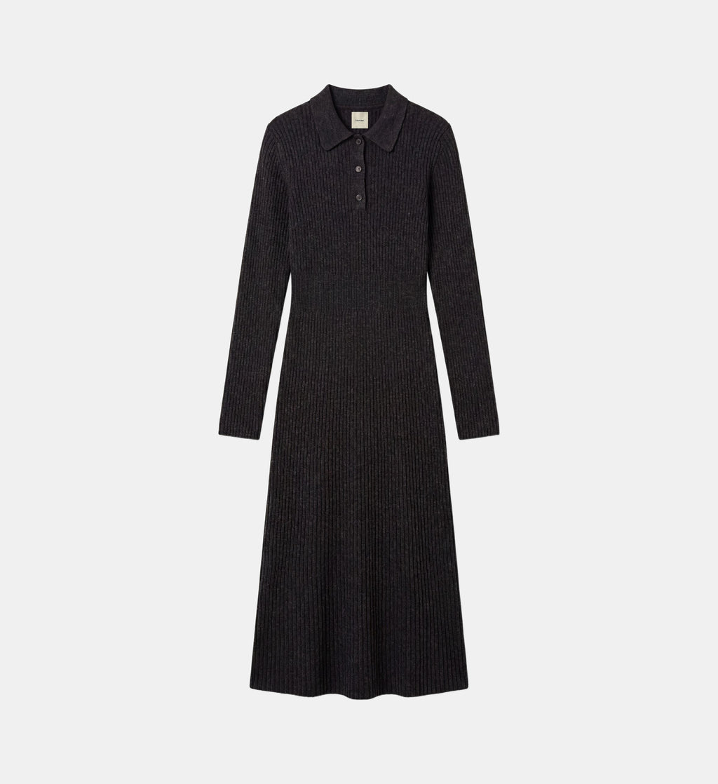 Merino Wool Maxi Dress - Dark Grey - Image 2
