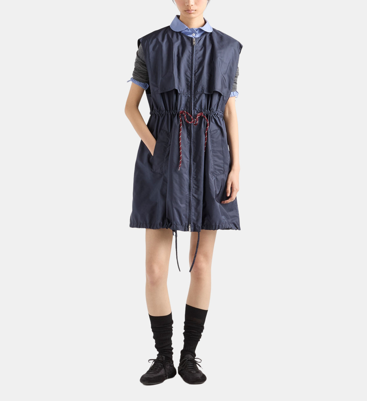Sleeveless Re-Nylon Mini Dress - Blue - Image 1