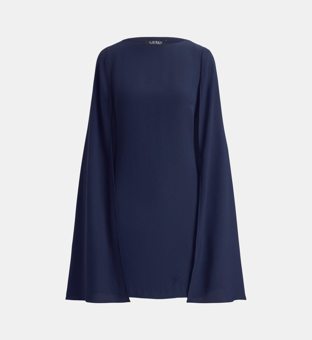 Georgette Cape Cocktail Dress - Dark Blue - Image 2