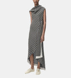 Sleeveless Checked Dress - Blue and Brown - Image 1